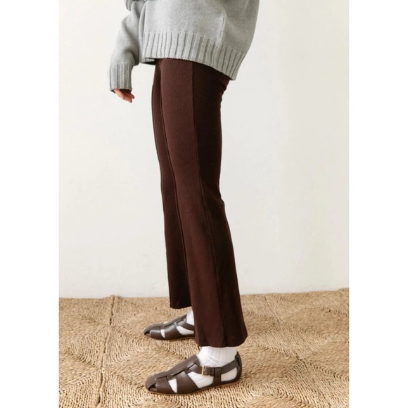 DONNI The Rib Kick Flare Pants Rib Cropped Espresso Brown Medium - Picture 10 of 10